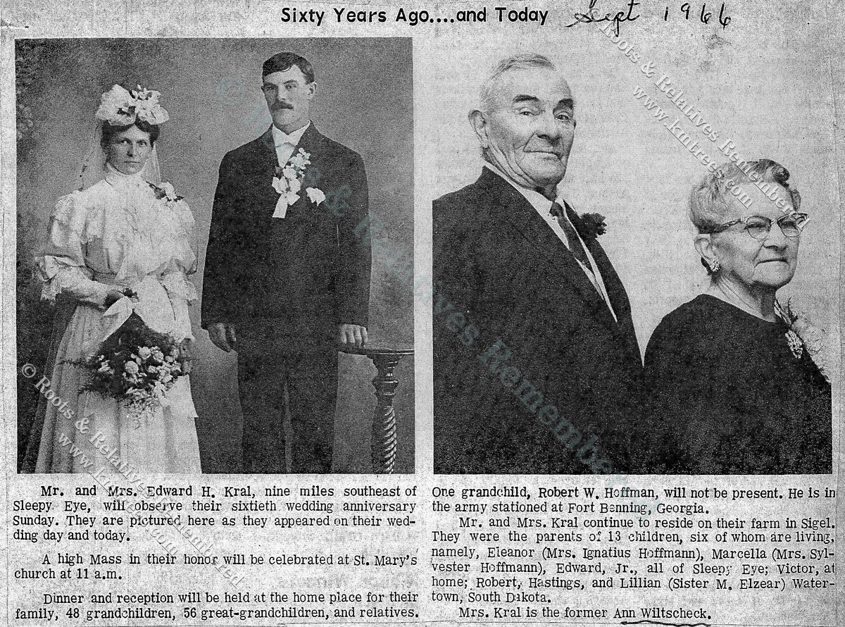 1966 60th Anniv--Edward & Anna (Wiltscheck) Kral 1966 60th Anniv--Edward & Anna (Wiltscheck) Kral